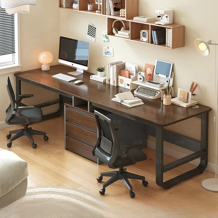 Nahman Rectangle Computer Desk, 29.33cm H x 78.74cm W x 19.68cm D, Chocolate/Black
