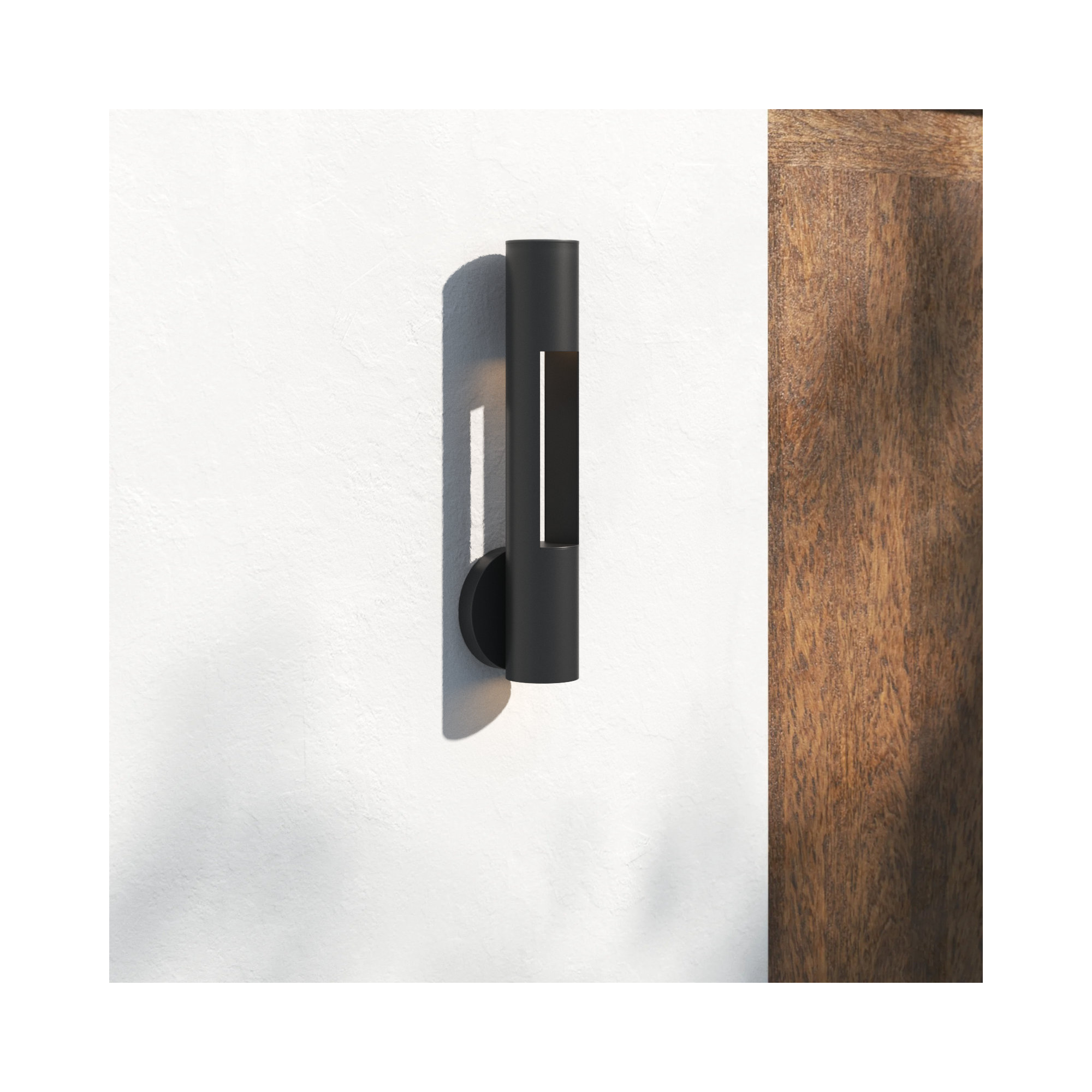 Aurora 2 Light Cylinder Outdoor Wall Light, Black