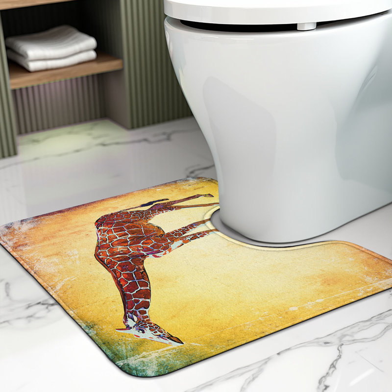  Tapis de salle de bain en forme de U Giraffe 20 "x 16" Multicolore