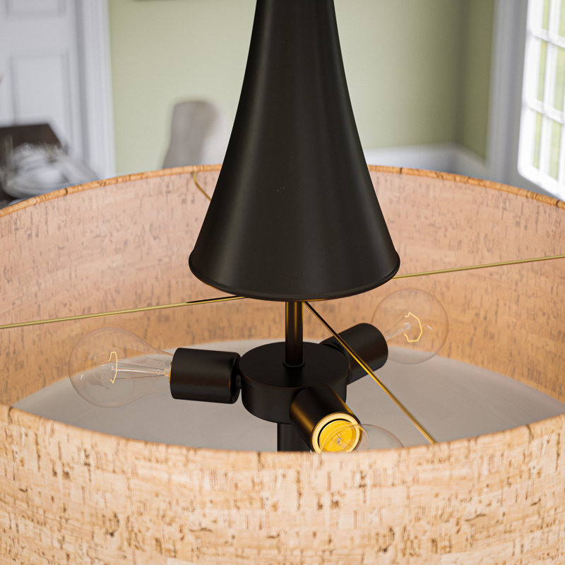 22" Oil Rubbed Bronze Drum Pendant Light with Cork Shade