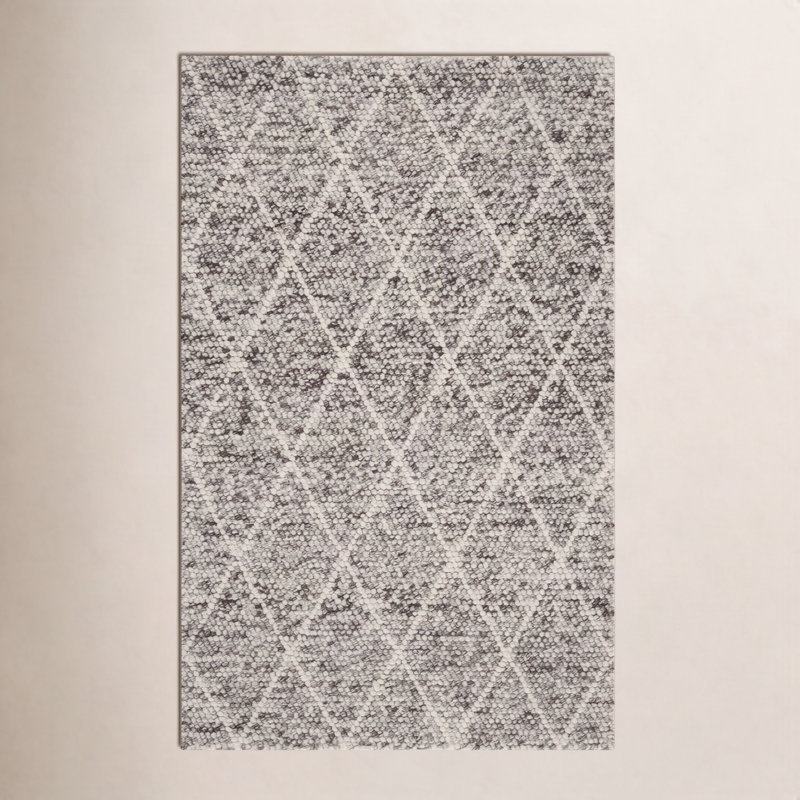 Tapis géométrique en laine / coton tissé à la main Huberty, Rectangle 4 pi x 6 pi