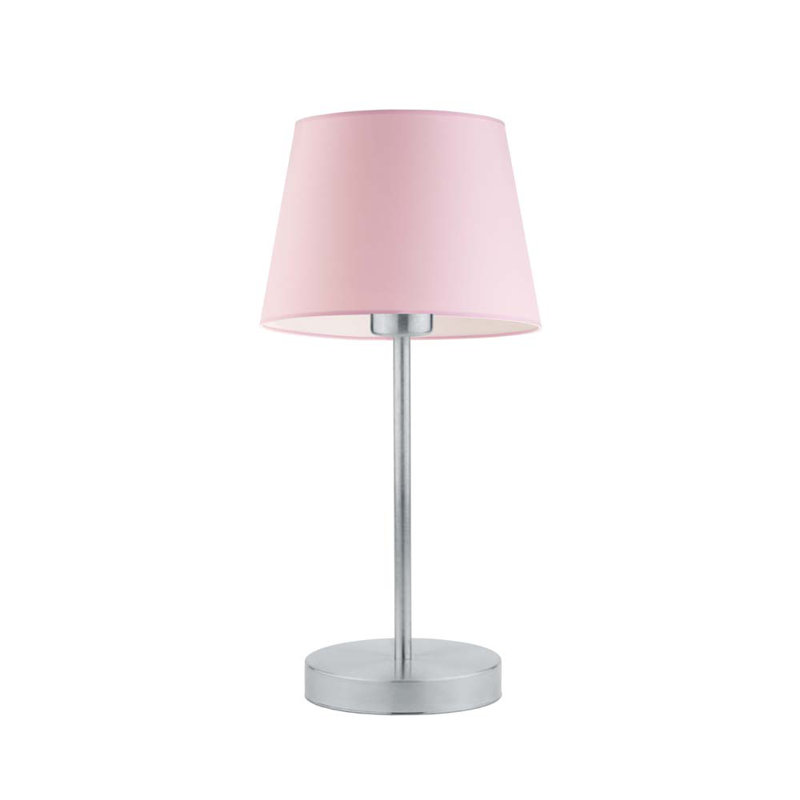 Arsens Metal Table Lamp, Silver, Light Pink