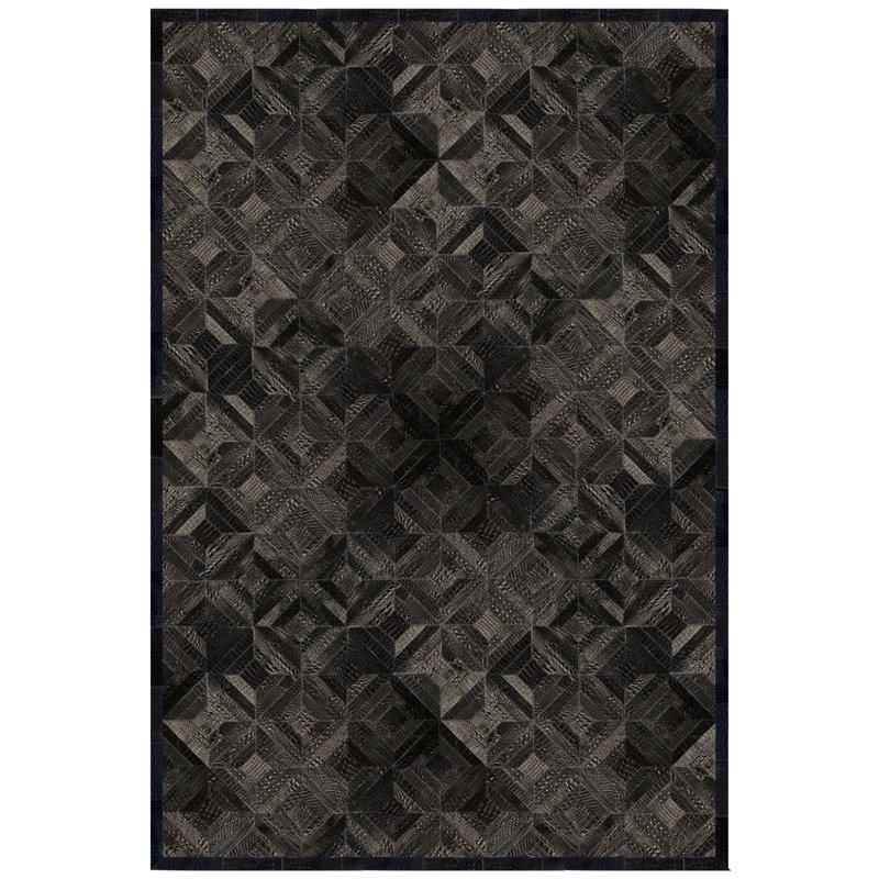 Pandora Cowhide Geometric Area Rug, Rectangle 6' x 9'