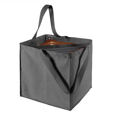 Porte-organisateur de vêtements, sac de rangement triangulaire avec poignées, contenant imperméable (carré gris)