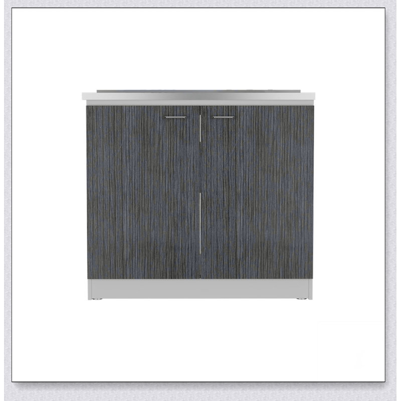 Napoles Utility Sink with Cabinet, One Shelf, Double Door Cabinet -White / Smokey Oak