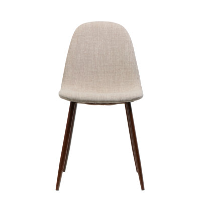 Deux chaises de salle à manger en tissu, pieds en fer avec finition en bois de noyer foncé, détails faits à la main, P 21,5 po x l 18 po, H 34,47 po, couleur blé, fait à la main, assemblage nécessaire, profondeur de 21,95 po, profondeur de 18,31 po