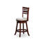 Tabouret de bar pivotant en merisier de 24 pouces avec assise rembourrée beige.-937749930