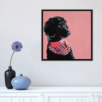 «Standard Black Poodle», reproduction d'art sur toile tendue