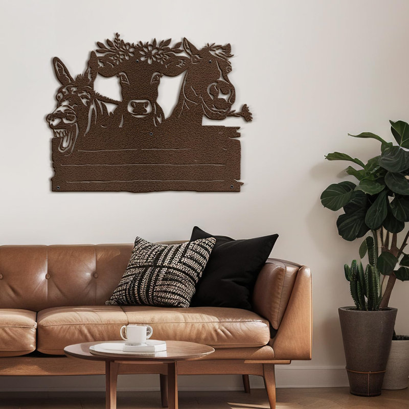 Décoration murale en métal, Bronze, H 16 po x l 24 po x P 0,05 po