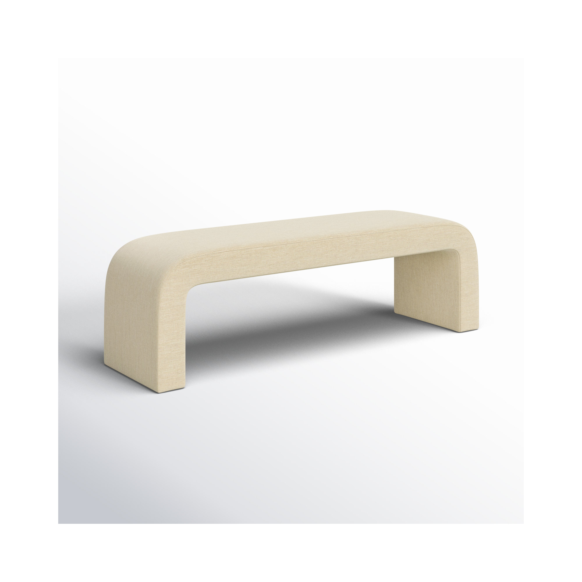 Daine 62" Upholstered Bench, Beige Linen