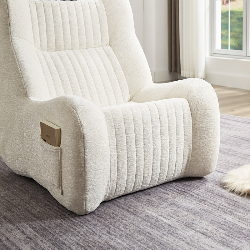 Bean Bag Chair For Adults With - High Sponge Filled, Chenille Wrapped Lazy Floor Lounging At Home Reading In Bedroom, White