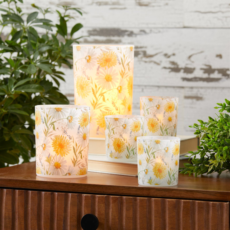 Porte-bougie à motif floral givré