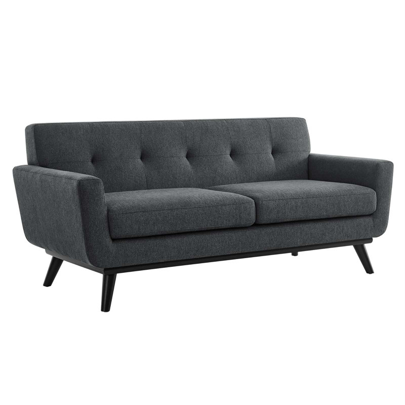 Modway Engage Herringbone Fabric Loveseat, Charcoal Fabric