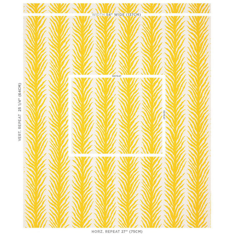 Schumacher x Celerie Kemble Creeping Fern Print Fabric, Lemonade