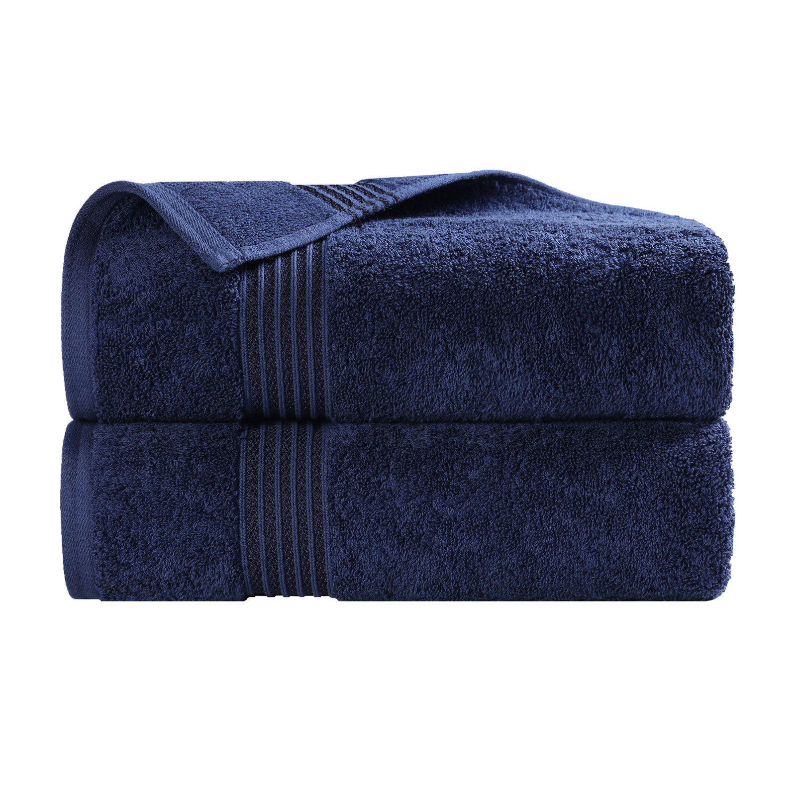 Oleg Egyptian-Quality Cotton Highly Absorbent Medium Weight Bath Sheet Set, Navy Blue, Bath Towels - 2 Pack