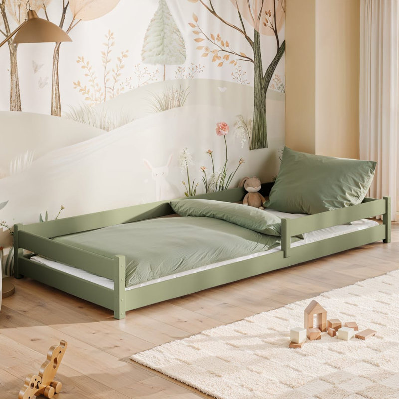 Wooden Single Bed Alis 90x190cm - Practical Floor-Hugging Design with Natural Appeal, Cashmere
