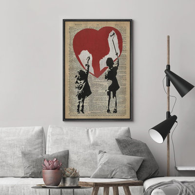 Pop Urban Street " Newspaper Kids Paint Heart "