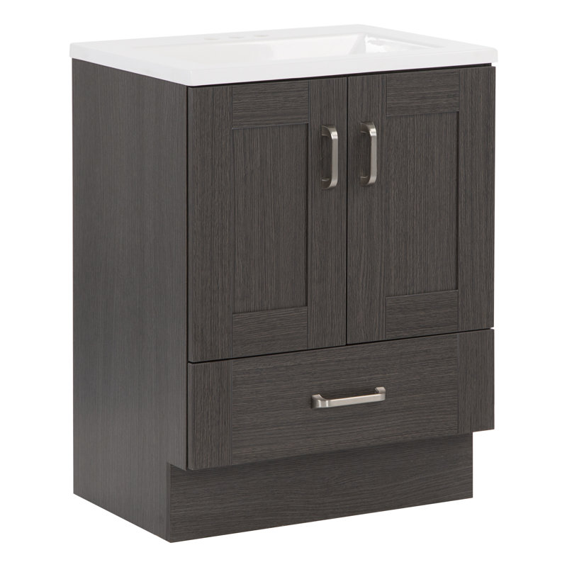 24.5" Single Bathroom Vanity With Cultured Marble Top, Milano Oak
