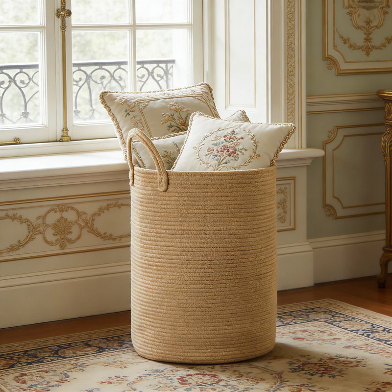Grand panier à linge en jute avec couvercle, panier pliable d'une capacité de 62 L pour le rangement dans la chambre à coucher, la chambre de bébé et le salon - conception en rotin naturel tissé