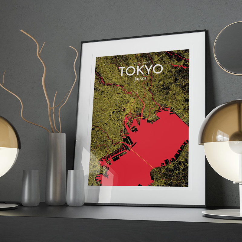 Tokyo City Map in Contrast 1 Piece Wall Art, 27.6cm H x 19.7cm W x 0.05cm D