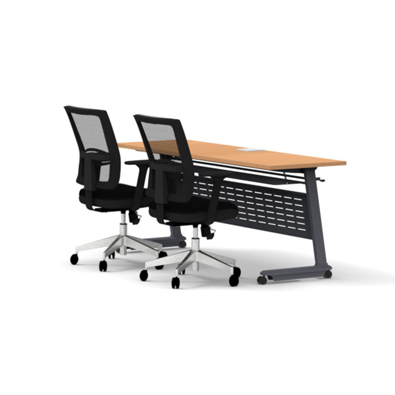 Lueseal Rectangle 2 Person Flip Top 72'' L Modular Training Table and Chair Set with Casters and Modesty Panel and Cable Management