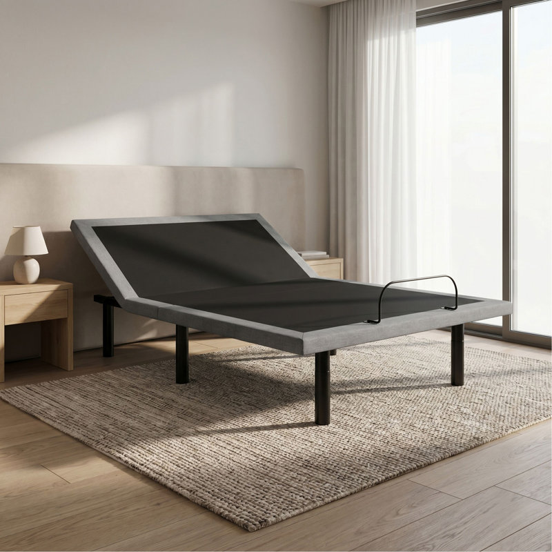 Base de lit réglable noire et grise avec réglages de la tête et des pieds OS4, Lit double