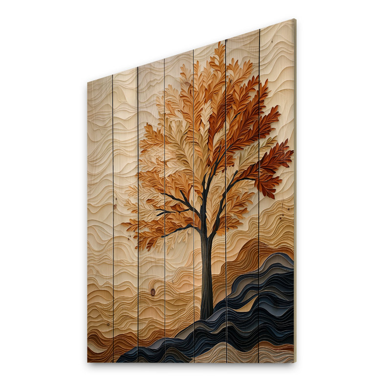 Automne charme érable coloré II - Art mural en bois traditionnel sur bois de pin naturel, H 20 po x l 10 po x P 0,78 po
