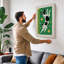 Leaping Cow in Green Geometric 1 Piece Wrapped Canvas Wall Art-1262235488-1262235489