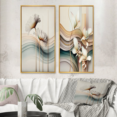 «White Gerber Flowers Hyperrealistic», 2 pièces sur toile