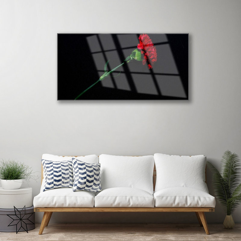 Floral Flower 1 Piece Wall Art on Glass