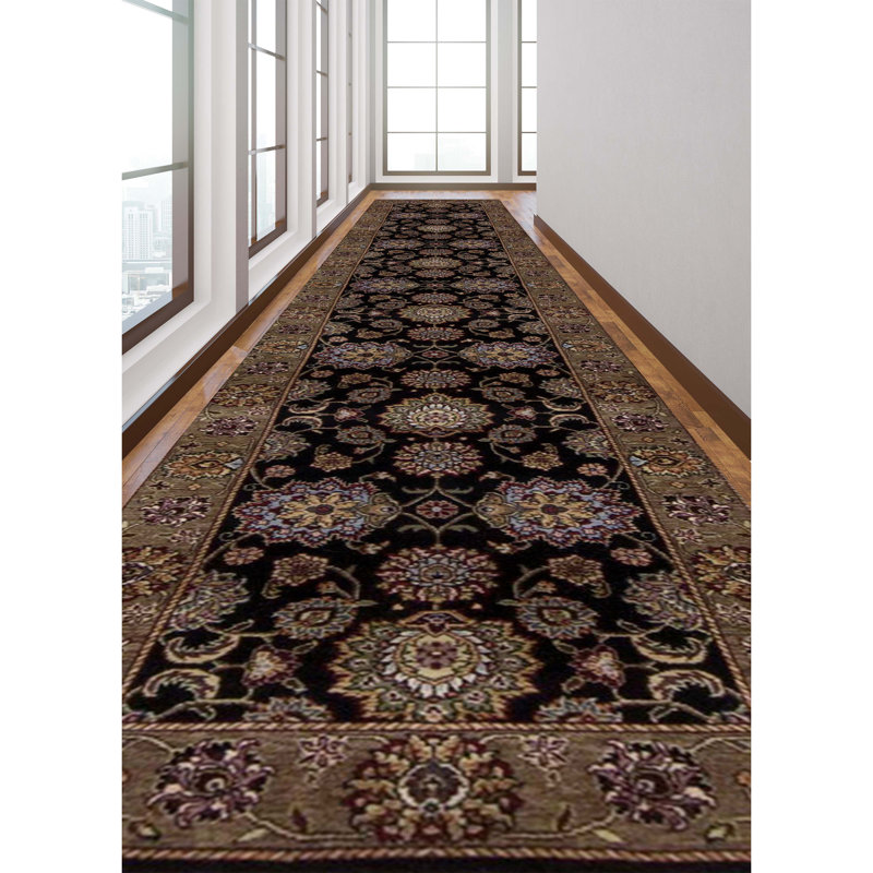 Manchuria One-of-a-Kind Runner 2'6" X 12' New Age Runner Wool Area Rug in Black/Purple/Green