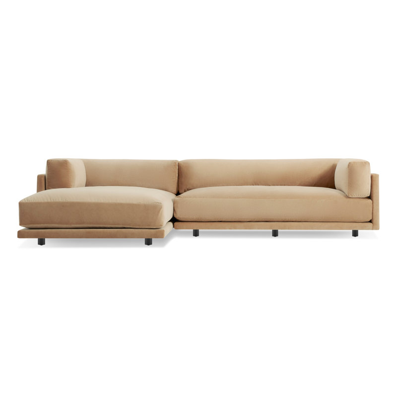 Sunday Chaise Sectional, Sanford Black Crossweave, Left Hand Facing