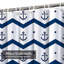 Rideau de douche imperméable à chevrons bleu marine et blanc avec 12 crochets-2005635729