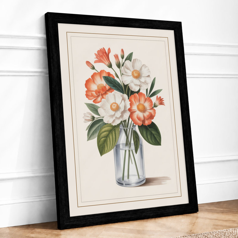 Arrangement in Glass Botanical - Framed Print, A4 - 29.7 x 21.0 cm, Black