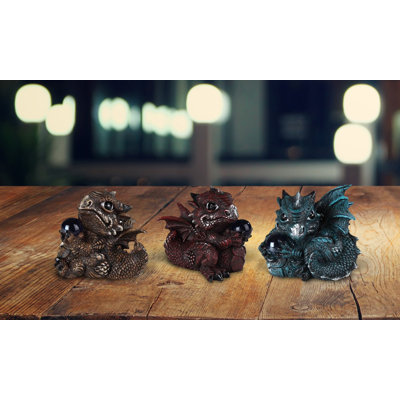 Ensemble de 3 figurines de bébé dragon orange, rouge et bleu 3,75 po H parfaits pour la maison
