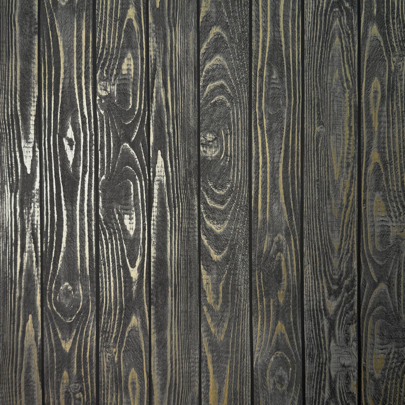 Metallic Wood  Luxury Wallpaper, Black
