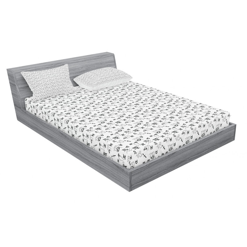 Microfiber Patterned Fitted Sheet, Full/Double Fitted Sheet with 2 Pillowcases