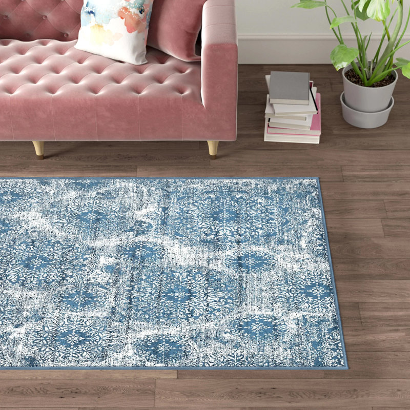 Brandt Floral Area Rug, Rectangle 8' x 10', Dark Blue