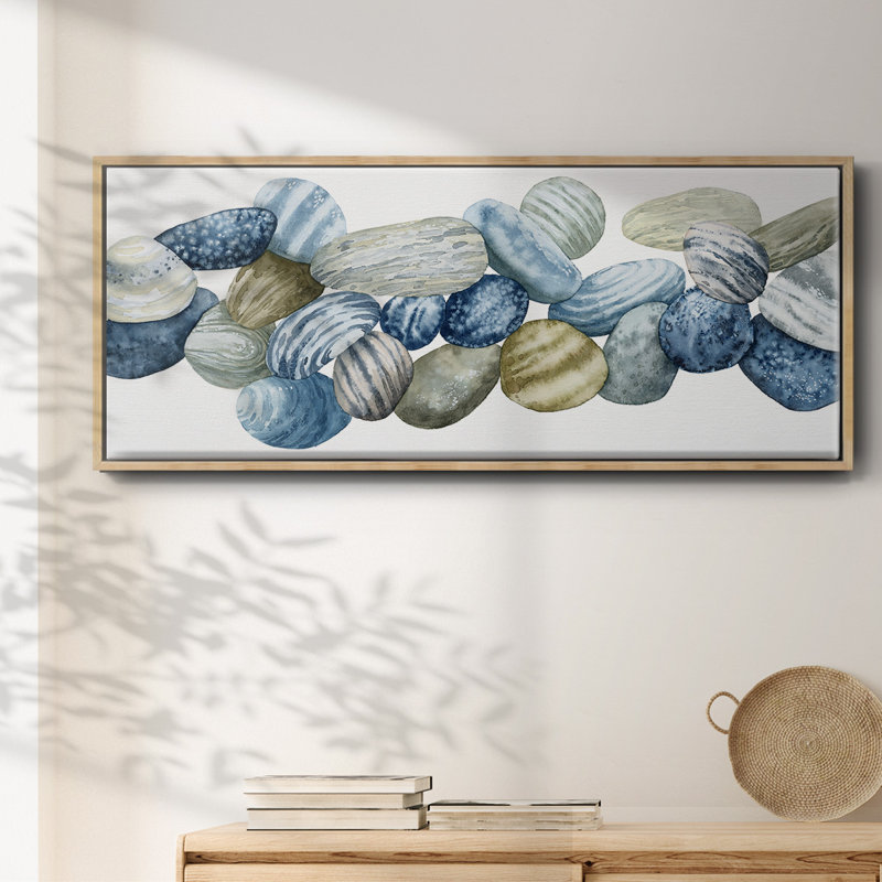 Found Pebbles III- Framed Canvas, 8" H x 20" W