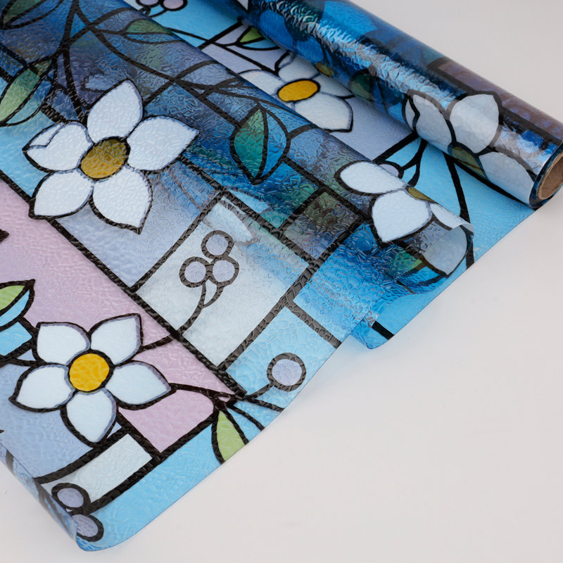 Adhésif décoratif floral pour fenêtre d'intimité, H 35,4 po x l 78 po
