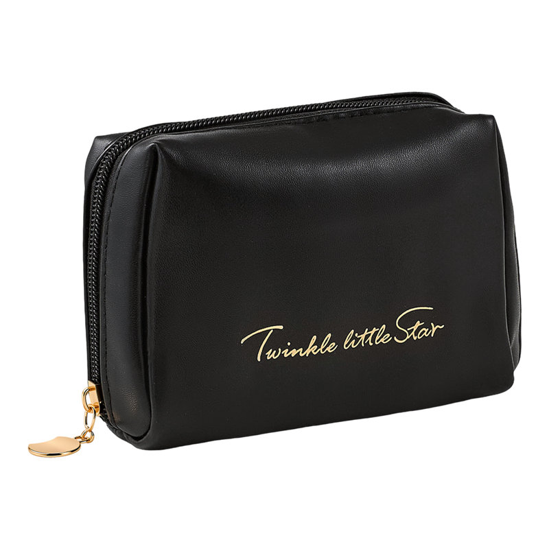PU Leather；Nylon Zipper Makeup Organiser, Black