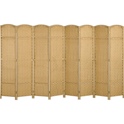 Paravent HOMcom, paravent pliable à 8 panneaux, cloison autoportante de 5,6 pi de hauteur pour bureau à domicile, chambre à coucher, bois naturel