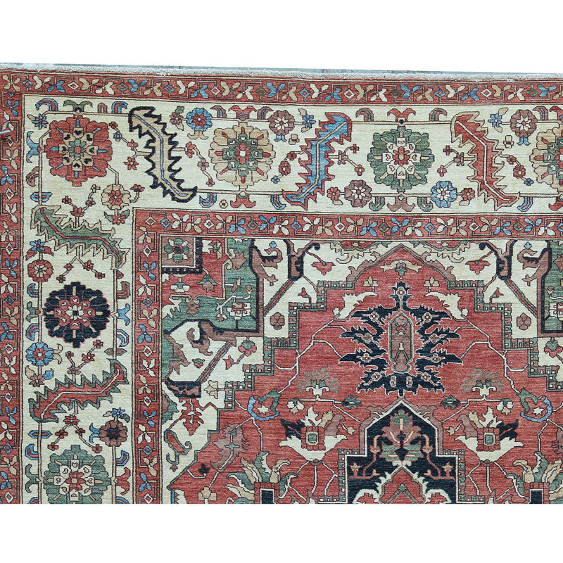 One-of-a-Kind Hand-Knotted High-Quality Red/Green/Black/Blue Area Rug