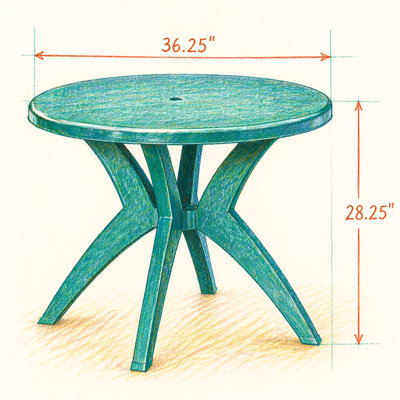 Table de patio ronde en plastique avec trou pour parasol 36,25 po Outsunny