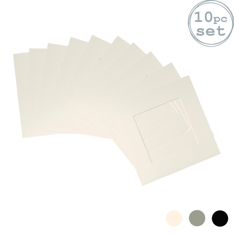 Bevelled Shadow Box Picture Frame with Mat, Ivory, 25cm H x 25cm W x 0.5cm D