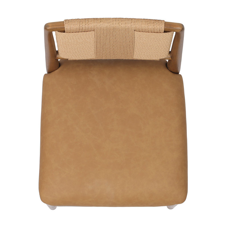 ROTHLER Stool, Counter Stool (27” Seat Height), Tan Ash, Maestro Camel/Genuine Leather