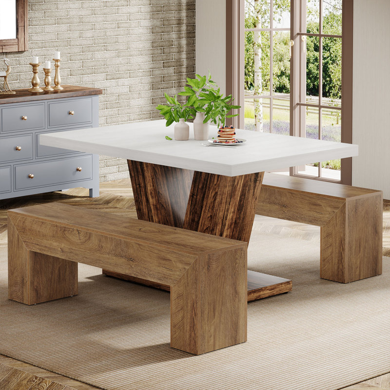 Banc de salle à manger en bois 47 po, Brun naturel