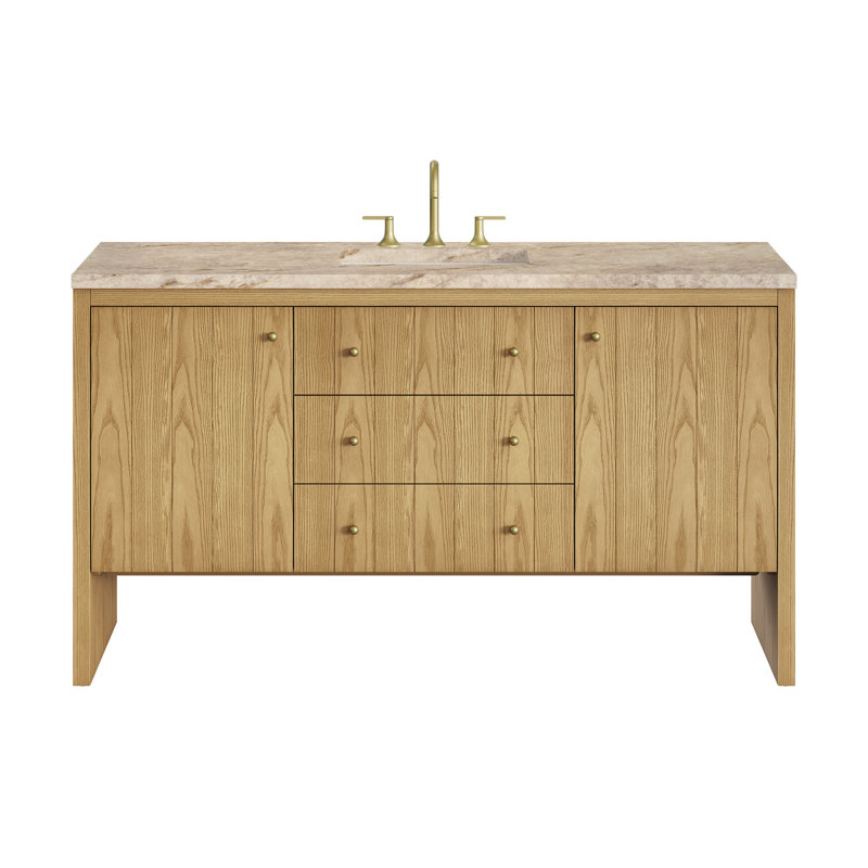 Hudson 60'' W Single Vanity, Light Natural Oak, Tajnar Eclos, 8" Widespread
