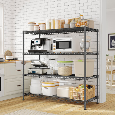 45"w Metal Wire Shelving Unit, Adjustable Steel Storage Rack For Garage, Kitchen & Pantry
