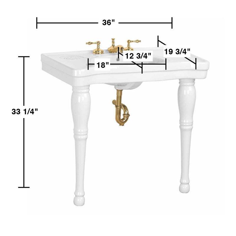 Lavabo de salle de bain console blanc avec robinet et trop-plein